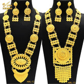 African Bridal Wedding Party Jewelry Set: Gold-Colored Necklace, Earrings, and Big Pendant Ensemble - Flexi Africa FREE POST